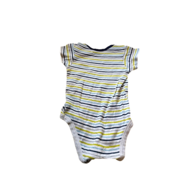 3/$20 White with stripes short sleeve romper onesies brand 12 month - Picture 2 of 3